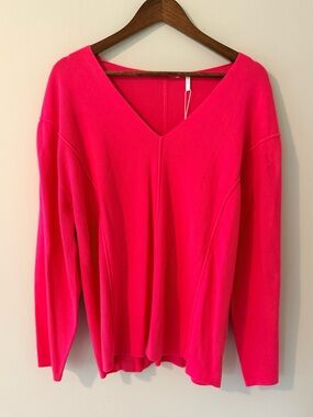 Helmut Lang Micro Bond V-Neck Sweater XS Rose Pink NWT $310